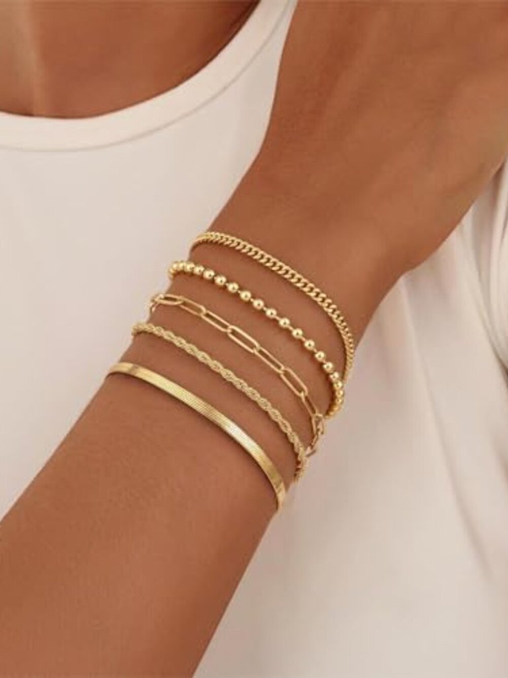 New - Gold Bracelets Set for Women Stack, Chunky Thick Bracelets Stack for Women